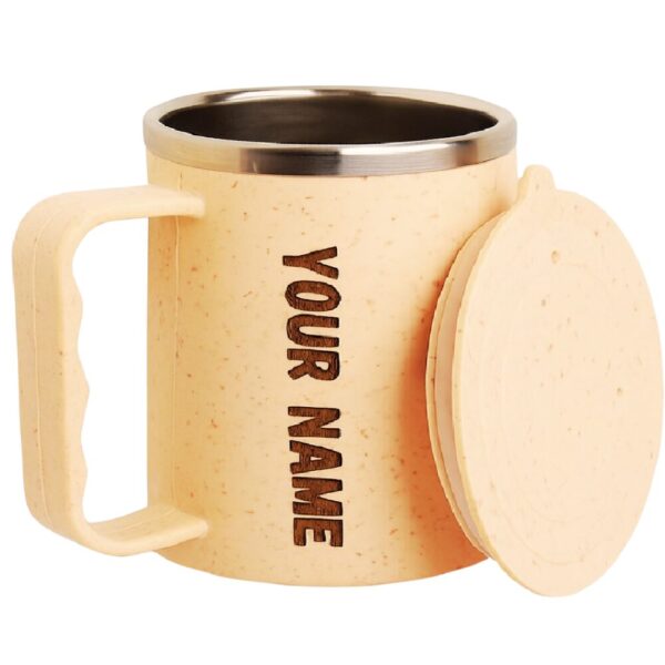 Naturexpress Eco-Friendly Coffee Mug with Lid | 250ml Personalized Name Printed | Bamboo Rice Husk Travel Cup | Microwave Safe, Reusable, Insulated | Gift for Office, Men, Women, Kids
