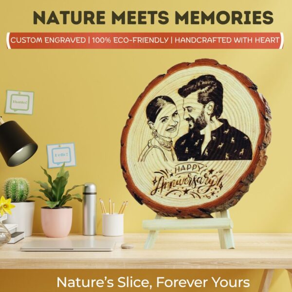 Personalized Wooden Slice Photo Frame with Stand | Custom Engraved Name & Photo - NatureXpress - Image 5