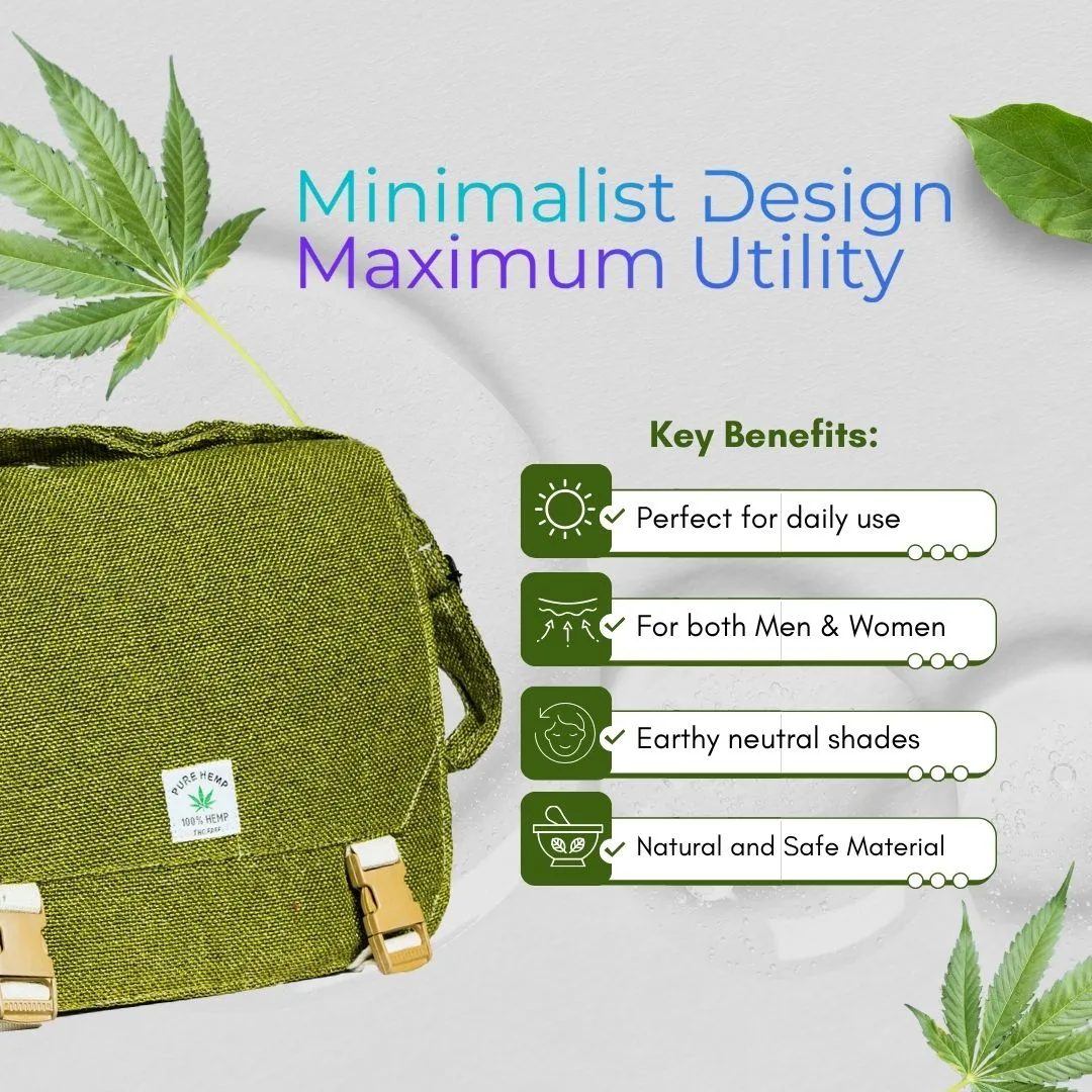 Ultimate Hemp Laptop Bag | Perfect Organic Ecofriendly Unisex Office and Travel Bag Daily (Green) - Image 4