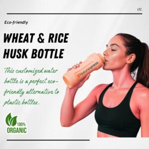 Customized water bottle with name and logo printing – wheat husk eco flask