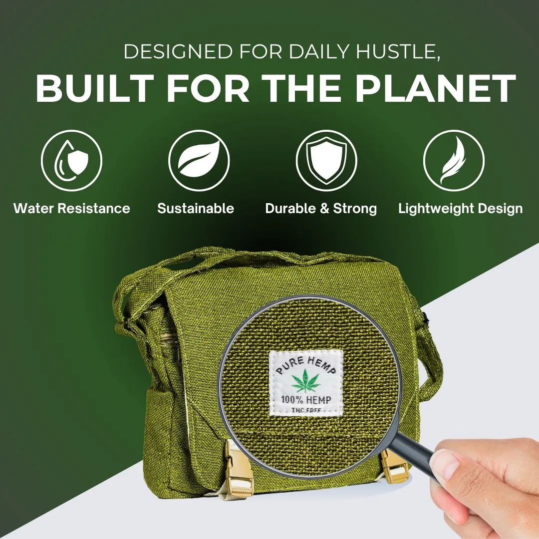 Ultimate Hemp Laptop Bag | Perfect Organic Ecofriendly Unisex Office and Travel Bag Daily (Green) - Image 3
