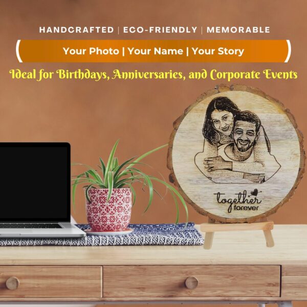 Personalized Wooden Slice Photo Frame with Stand | Custom Engraved Name & Photo - NatureXpress - Image 2
