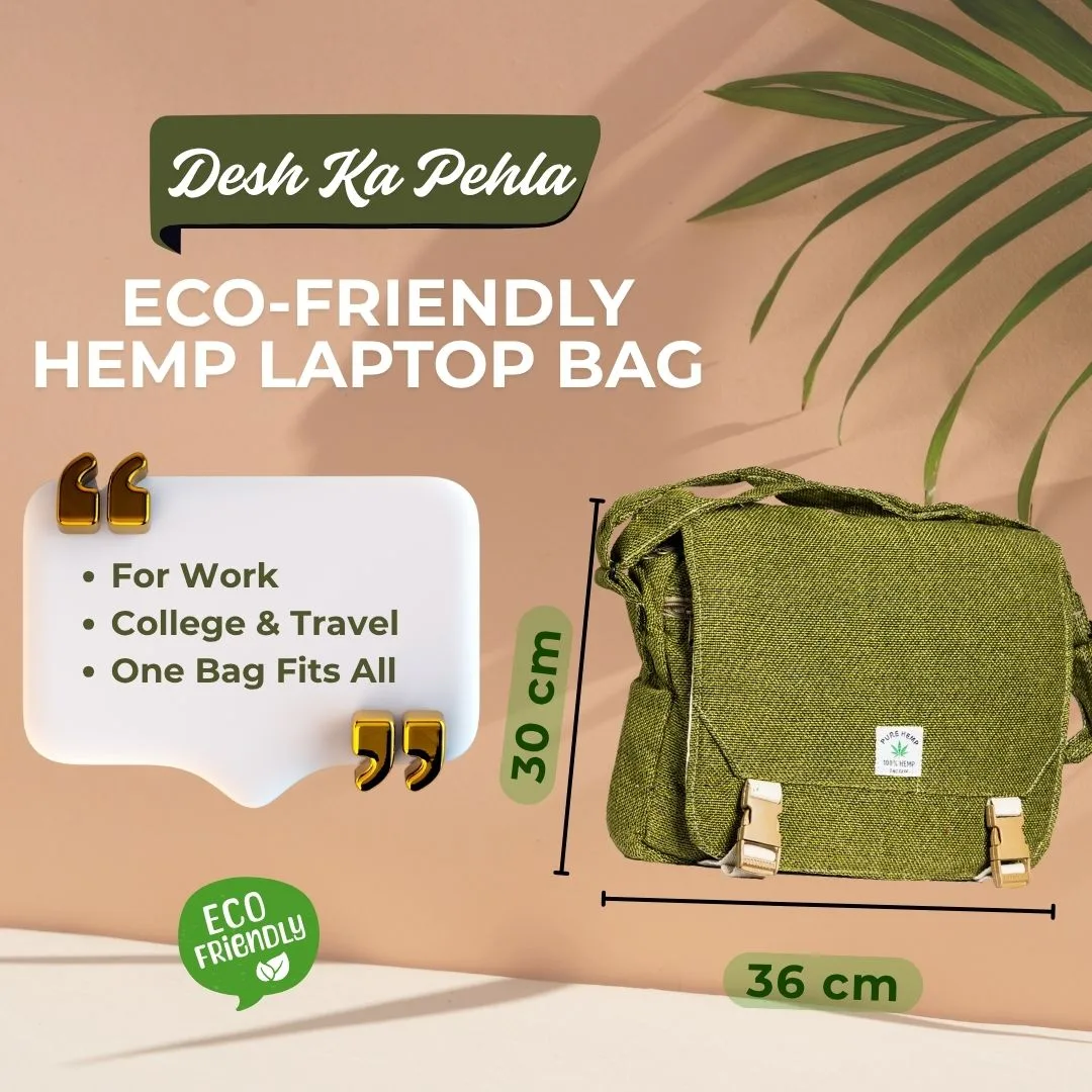 Ultimate Hemp Laptop Bag | Perfect Organic Ecofriendly Unisex Office and Travel Bag Daily (Green) - Image 2