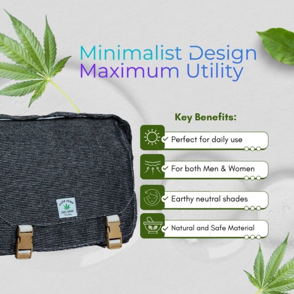 Ultimate Hemp Laptop Bag | Perfect Organic Ecofriendly Unisex Office and Travel Bag Daily (Black) - Image 5
