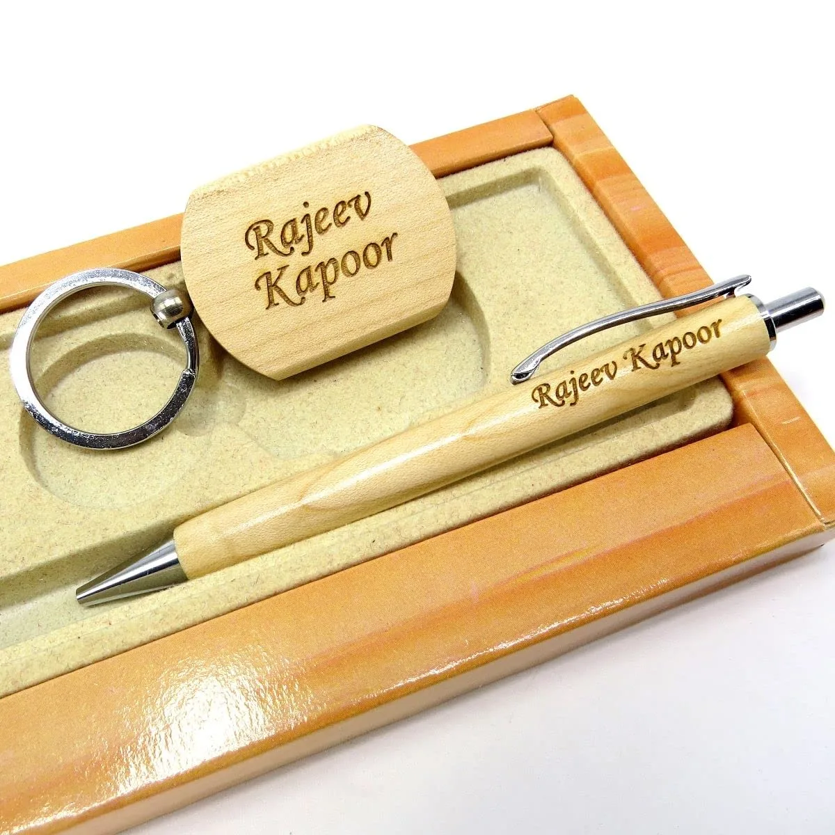 Personalized Wooden Pen & Keychain Combo – Best Gifts Under 200 for Corporate and Personal Gifting