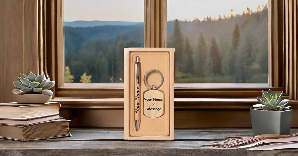 Best Gifts Under 200 | Custom Engraved Eco-Friendly Gift for Birthday, Return & Corporate Events | NatureXpress Personalized Wooden Pen & Keychain Combo - Image 3