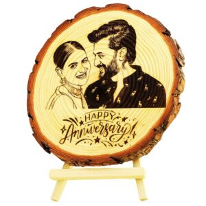Personalized Wooden Slice Photo Frame with Stand | Custom Engraved Name & Photo - NatureXpress