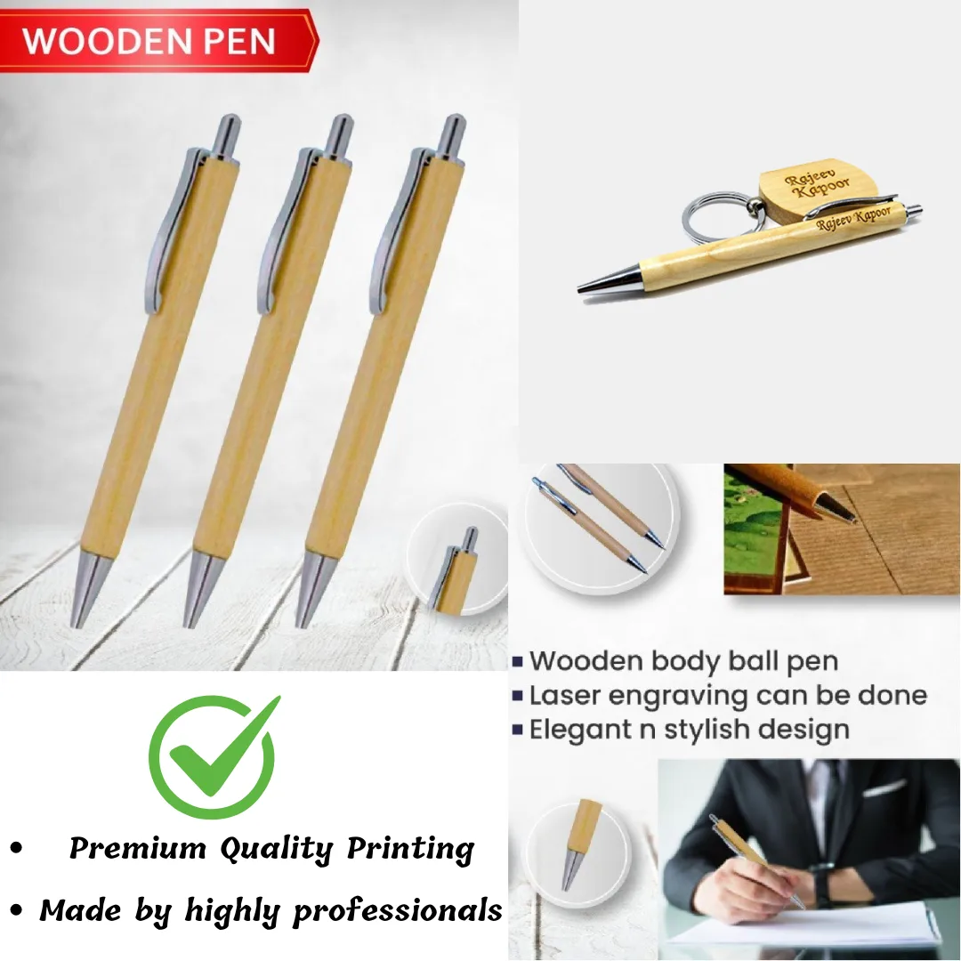 Best Gifts Under 200 | Custom Engraved Eco-Friendly Gift for Birthday, Return & Corporate Events | NatureXpress Personalized Wooden Pen & Keychain Combo - Image 5