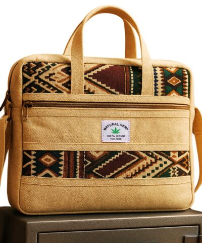Ultimate Hemp Laptop Bag for Men & Women | Perfect Eco-Friendly 18-Inch Office Messenger Bag (Beige)