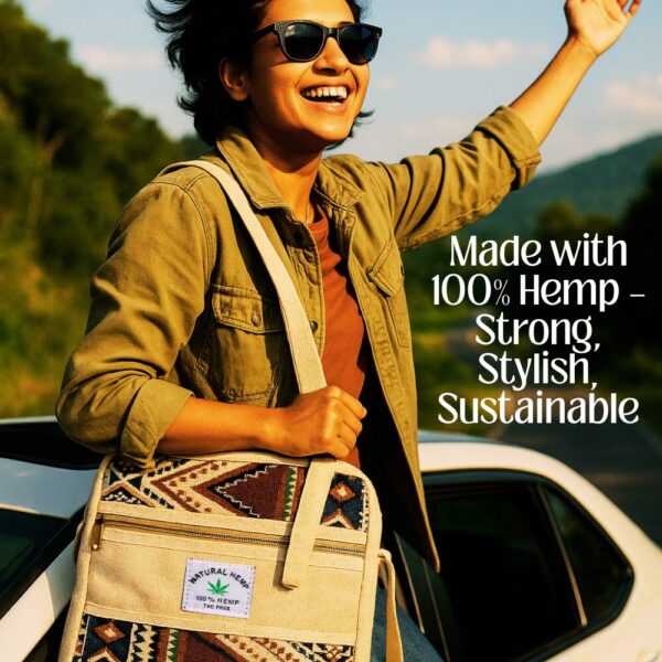 Ultimate Hemp Laptop Bag for Men & Women | Perfect Eco-Friendly 18-Inch Office Messenger Bag (Beige) - Image 4