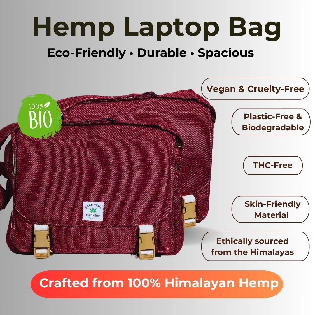 Naturexpress Hemp Laptop Bag Red – Eco-friendly Office and Travel Bag
